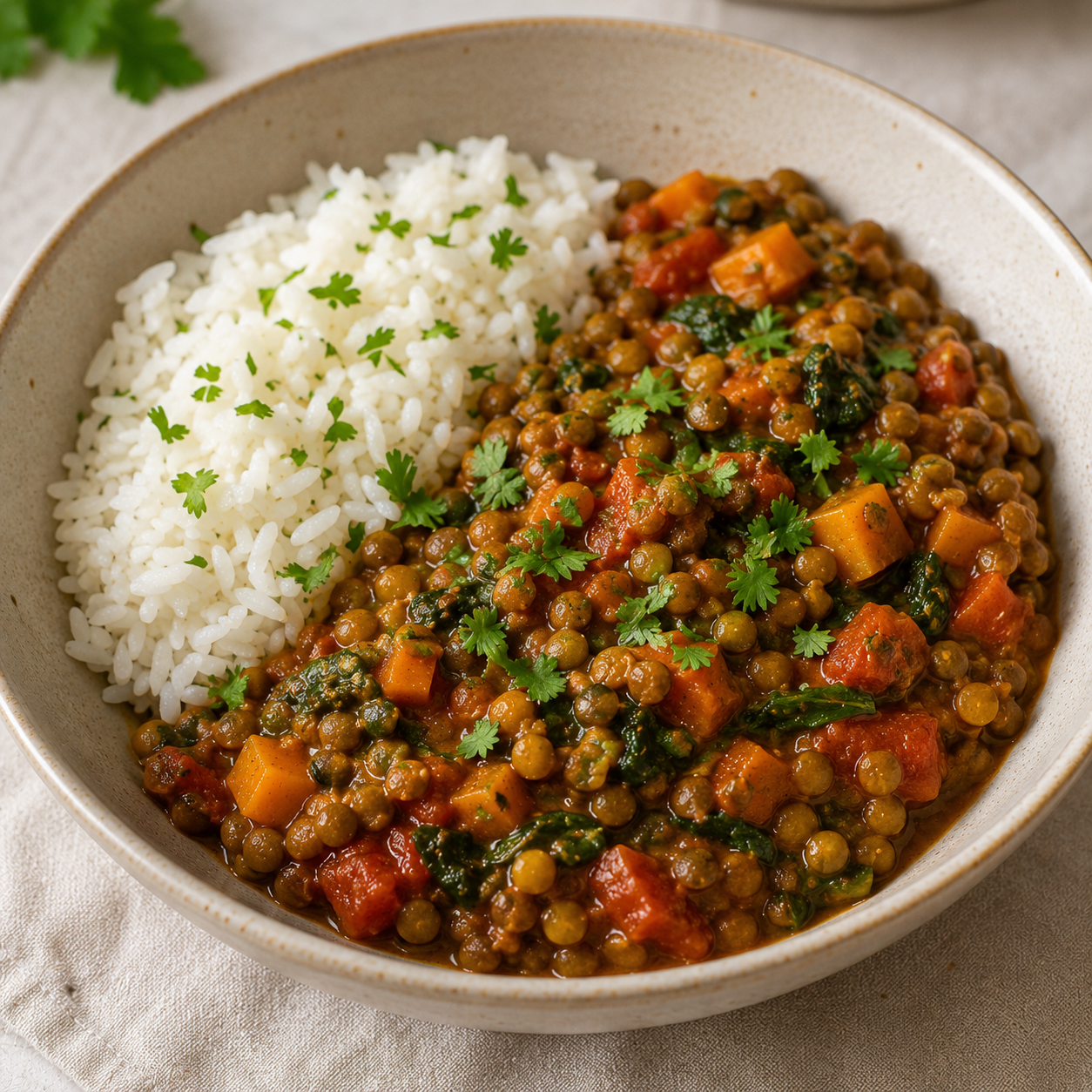 Lentilles au riz parfumé